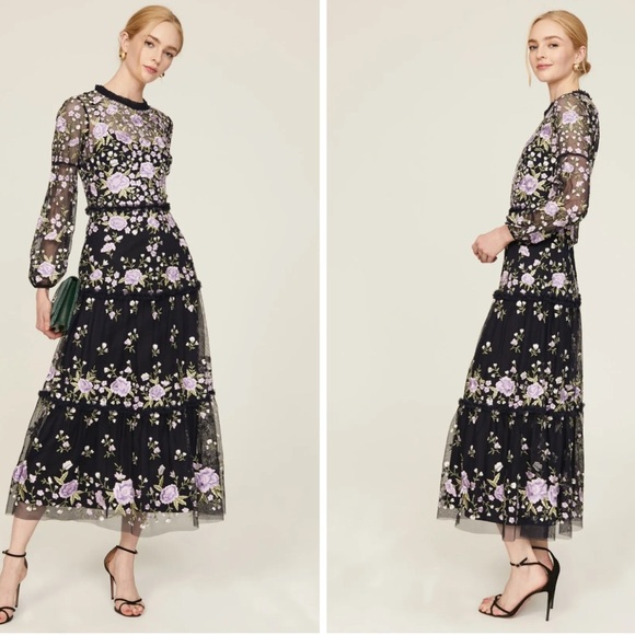 Mac Duggal Embroidered tiered dress size 8 - Picture 2 of 13